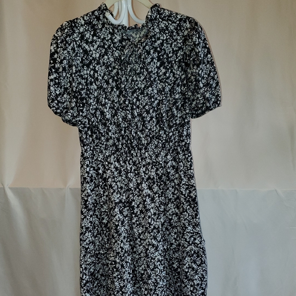 Floral Black and White Dress